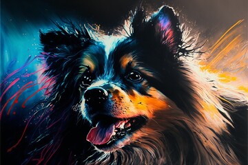 Pies abstrakcyjny kolorowy akrylowy Generative AI - obrazy, fototapety, plakaty