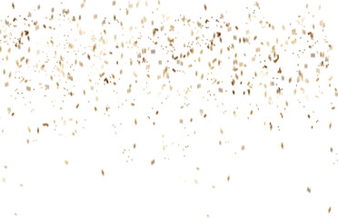 Fototapeta na wymiar Golden Confetti transparent. Holiday Decorative Element. Falling shiny confetti glitters in gold color. Falling shiny confetti glitters in gold color. New year, birthday, valentines day design element