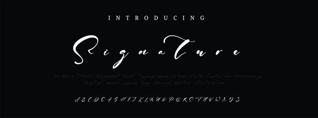 Minimal modern alphabet fonts. Typography minimalist SIGNATURE  digital fashion future creative logo font. vector illustration