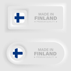 Fototapeta premium Made in Finland neumorphic graphic and label.