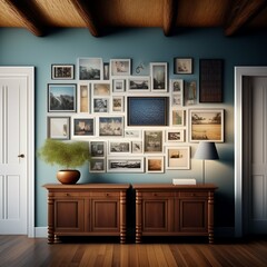 scrappy memory wall in house, Illustrations