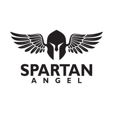 Wings knight spartan helmet logo design