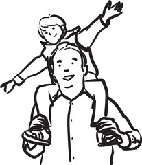 illustration d'un père et son fils sur les épaules