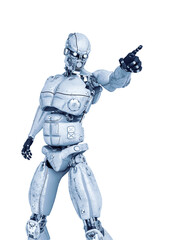 test machine pointing to the future