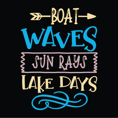 Boat Waves Sun Rays Lake Days SVG