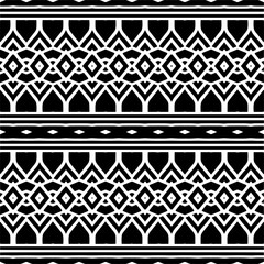 Vector geometric ornament in ethnic style. Seamless pattern with  abstract shapes,Black and white color. Repeating pattern for decor, textile and fabric.