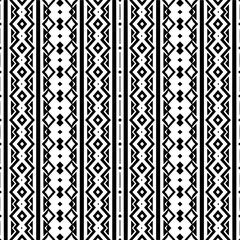 Vector geometric ornament in ethnic style. Seamless pattern with  abstract shapes,Black and white color. Repeating pattern for decor, textile and fabric.