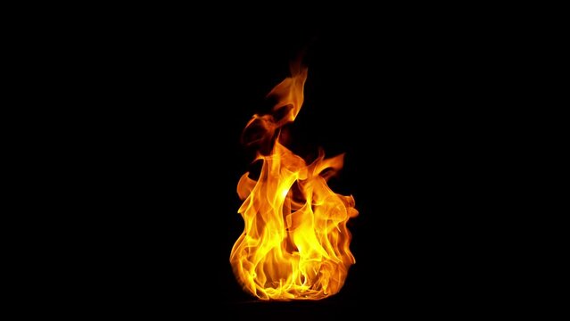 Super Slow Motion Shot of Real Fire Flame Isolated on Black Background at 1000fps.