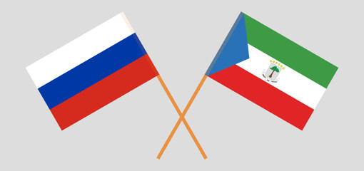 Crossed flags of Russia and Equatorial Guinea. Official colors. Correct proportion