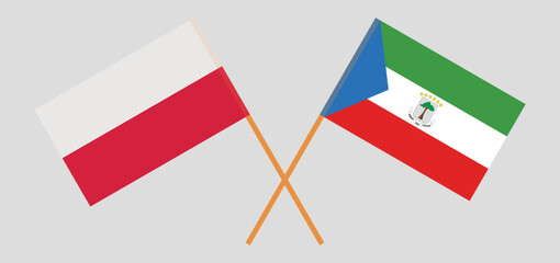 Crossed flags of Poland and Equatorial Guinea. Official colors. Correct proportion
