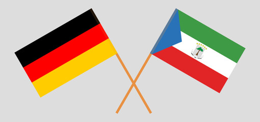 Crossed flags of Germany and Equatorial Guinea. Official colors. Correct proportion