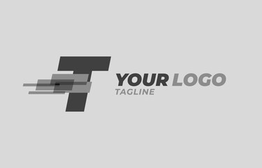 letter T initial monochrome pixel digital vector logo design