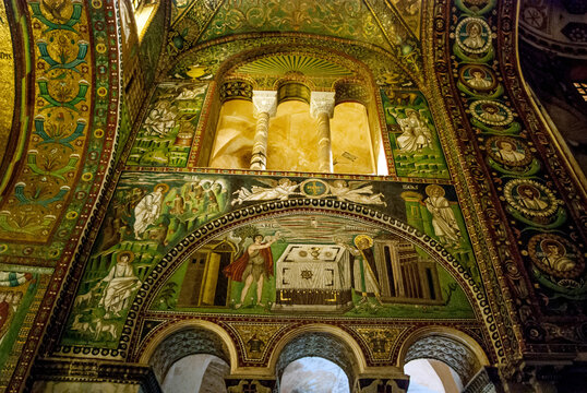 Byzantine frescoes , city of Ravenna in Italy