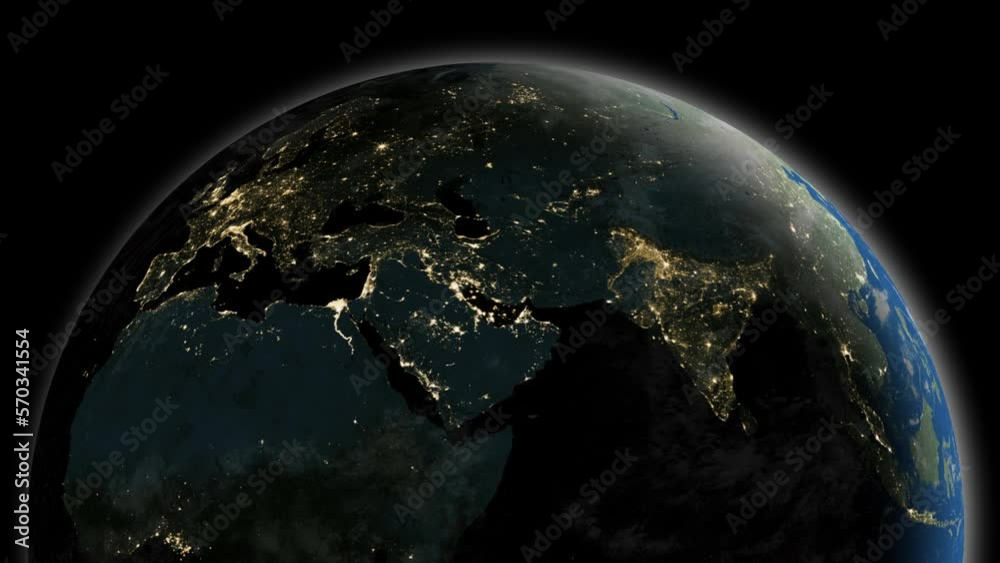 Sticker planet earth rotation - computer generated animation. night to day change. realistic world globe mov