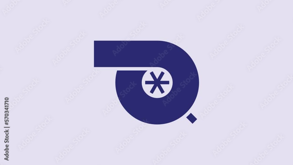 Sticker Blue Automotive turbocharger icon isolated on purple background. Vehicle performance turbo. Turbo compressor induction. 4K Video motion graphic animation