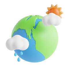3d globe weather rain and sunny icon