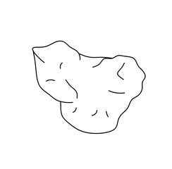 Vector isolated one small simple stone rough untreated  colorless black and white contour line easy drawing