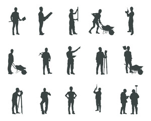 Construction worker silhouettes, Worker silhouettes