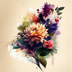 Floral watercolor background. Generative ai art