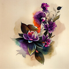 Floral watercolor background. Generative ai 