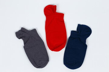 Socks on a white background. Socks on the leg.