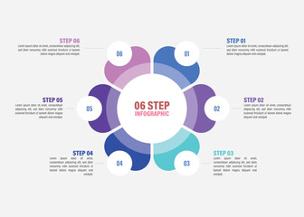 Fototapeta premium Business infographics. Vector flower chart with 5, 6, 7, 8, 9, 10 steps, options, processes, petals. Vector diagrams.