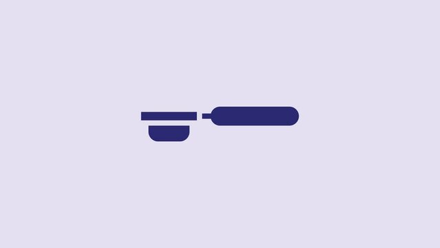 Blue Coffee filter holder icon isolated on purple background. 4K Video motion graphic animation