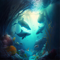 Obraz na płótnie Canvas Underwater background, Generative ai