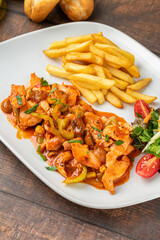 Grilled Chicken with French Fries and Salad