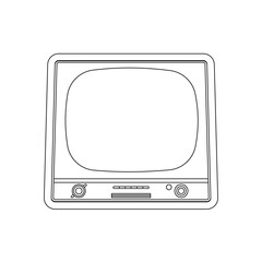 Retro TV Outline Icon Illustration on Isolated White Background