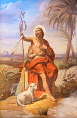 ROME, ITALY - AUGUST 28, 2021: The fresco of St. John the Baptist in the church San Girolamo dei...