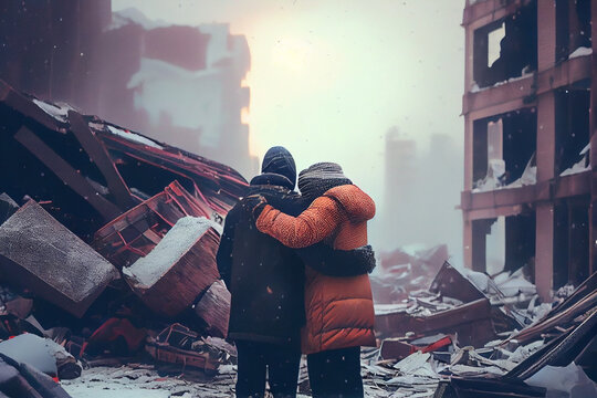Zerstörte Stadt nach der Erdbeben Katastrophe in der Türkei - Generative Ai