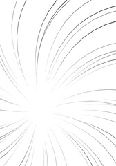 Comic book black radial lines overlay on transparent background. Royalty high-quality free stock image of action lines. Motion or movement effect. Manga anime cartoon radial speed and abstract pattern