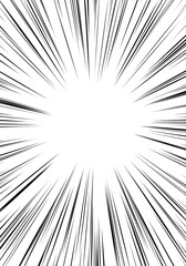 Fototapeta premium Comic book black radial lines overlay on transparent background. Royalty high-quality free stock image of action lines. Motion or movement effect. Manga anime cartoon radial speed and abstract pattern