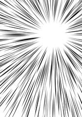 Fototapeta premium Comic book black radial lines overlay on transparent background. Royalty high-quality free stock image of action lines. Motion or movement effect. Manga anime cartoon radial speed and abstract pattern