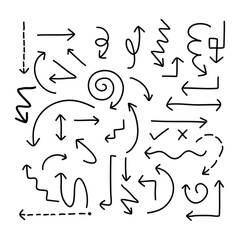 Hand drawn arrow set black sign or symbol element doodle design