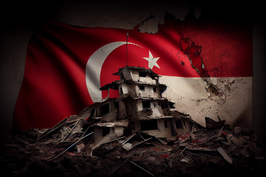 Zerstörte Stadt nach der Erdbeben Katastrophe 2023 in der Türkei - Generative Ai