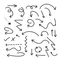 Hand drawn arrow set black sign or symbol element doodle design