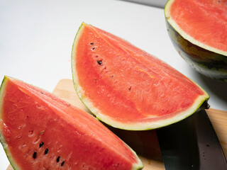 watermelon cut on cutting board