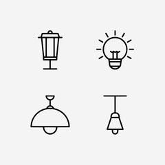 set of lamps icon isolated on white