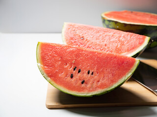watermelon cut on cutting board