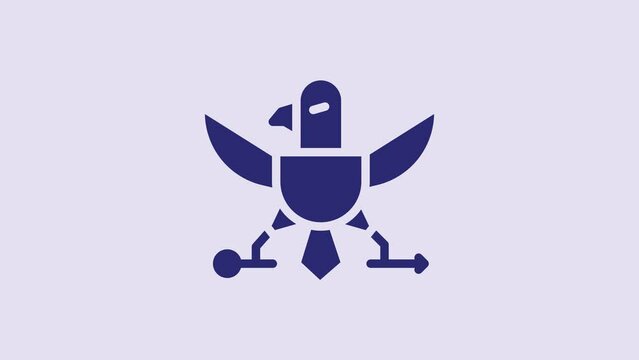 Blue Eagle icon isolated on purple background. American Presidential symbol. 4K Video motion graphic animation