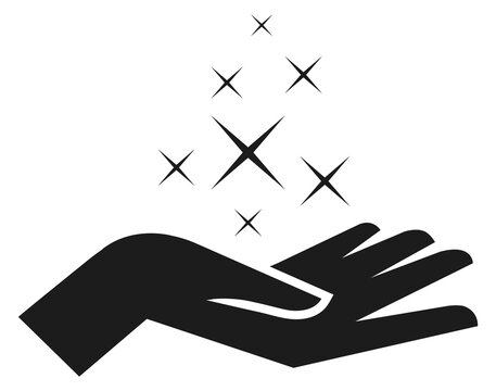 Hand Sparkling Symbol. Clean Icon. Hygiene Sign