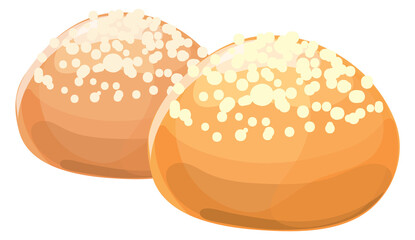Two buns. Sweet cartoon pastry. Baked bread