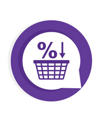 Shopping icon, concept. Special offer sign on white background, Percentage discount tag icon for mobile concept and web design. Vector graphics.