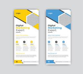 Vector digital marketing modern rack card and dl flyer or roll up banner.