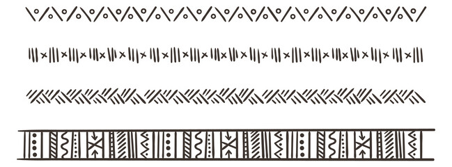 Decorative pattern line set. Tribal ornament border