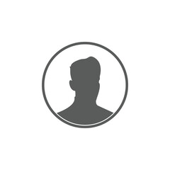 Monochrome male avatar silhouette. User icon vector in trendy flat design.