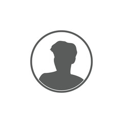 Monochrome male avatar silhouette. User icon vector in trendy flat design.