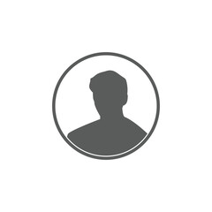 Monochrome male avatar silhouette. User icon vector in trendy flat design.
